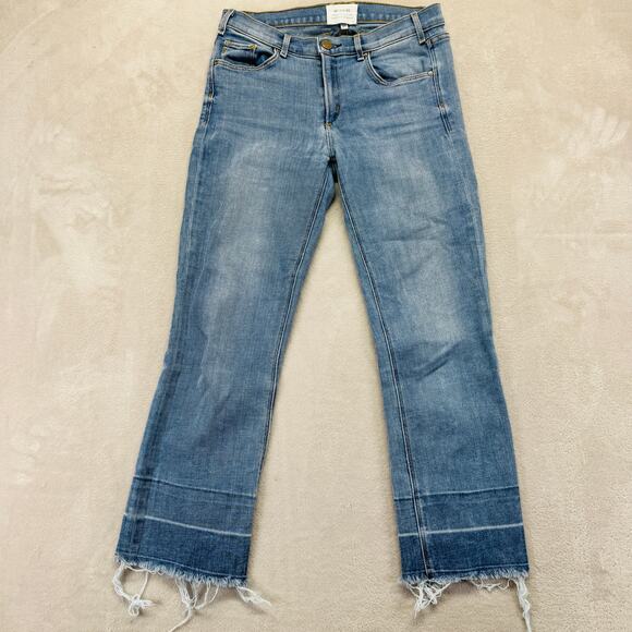 McGuire Jeans Womens 28 Light Wash Blue Denim Ankle‎ Straight Raw Hem **FLAWED** - Picture 1 of 12